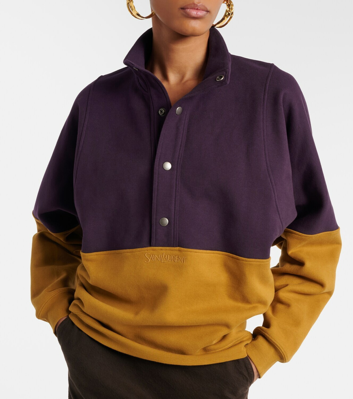 Saint Laurent Colorblocked cotton fleece sweatshirt