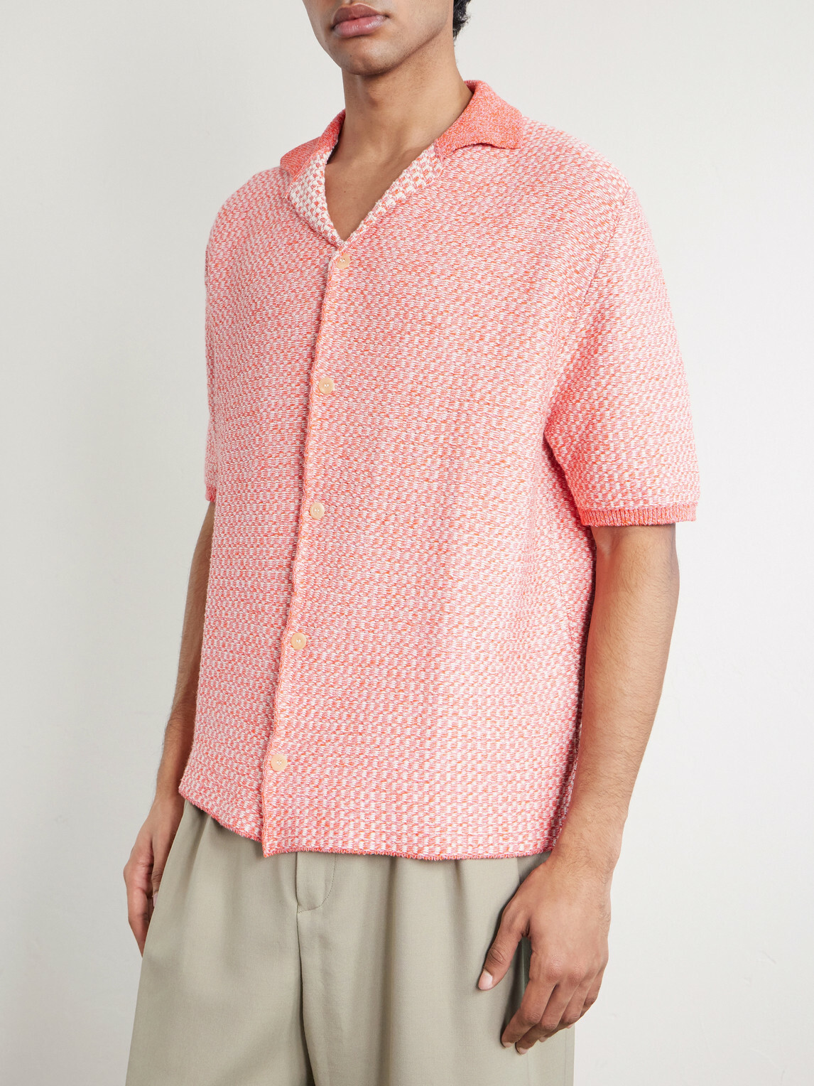 Inis Meáin - Tonnta Camp-Collar Linen, Cotton and Cashmere-Blend Shirt - Orange