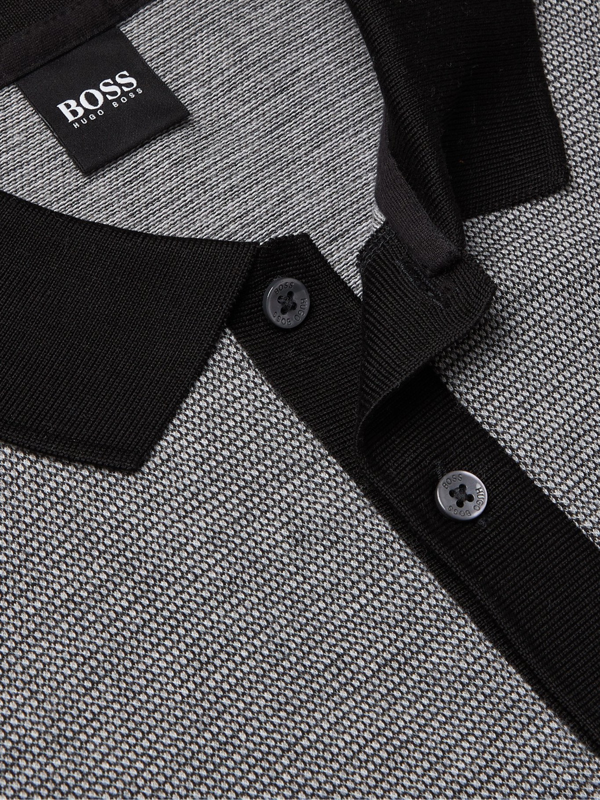 BOSS - Cotton polo shirt with contrast logo details