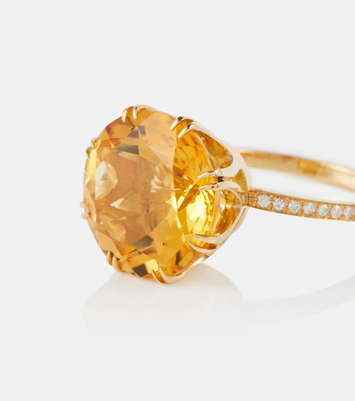 Ileana Makri 18kt yellow gold ring with orange citrine and diamonds