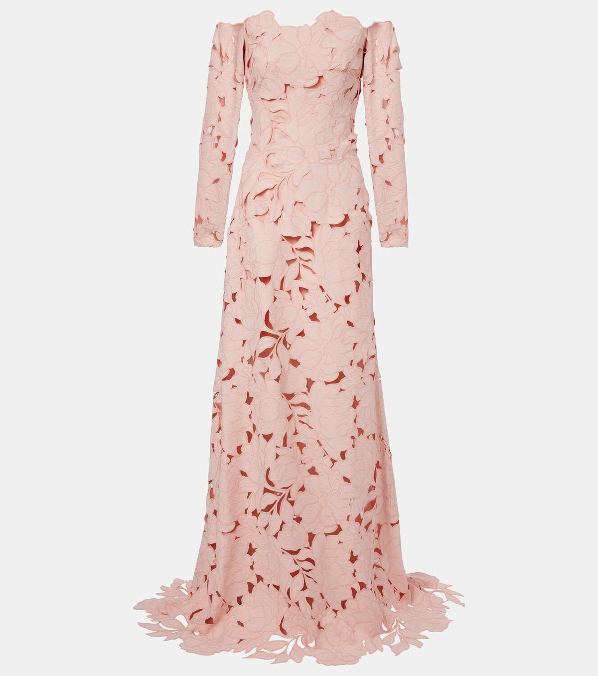 Costarellos Kasia floral off-shoulder lace gown Costarellos