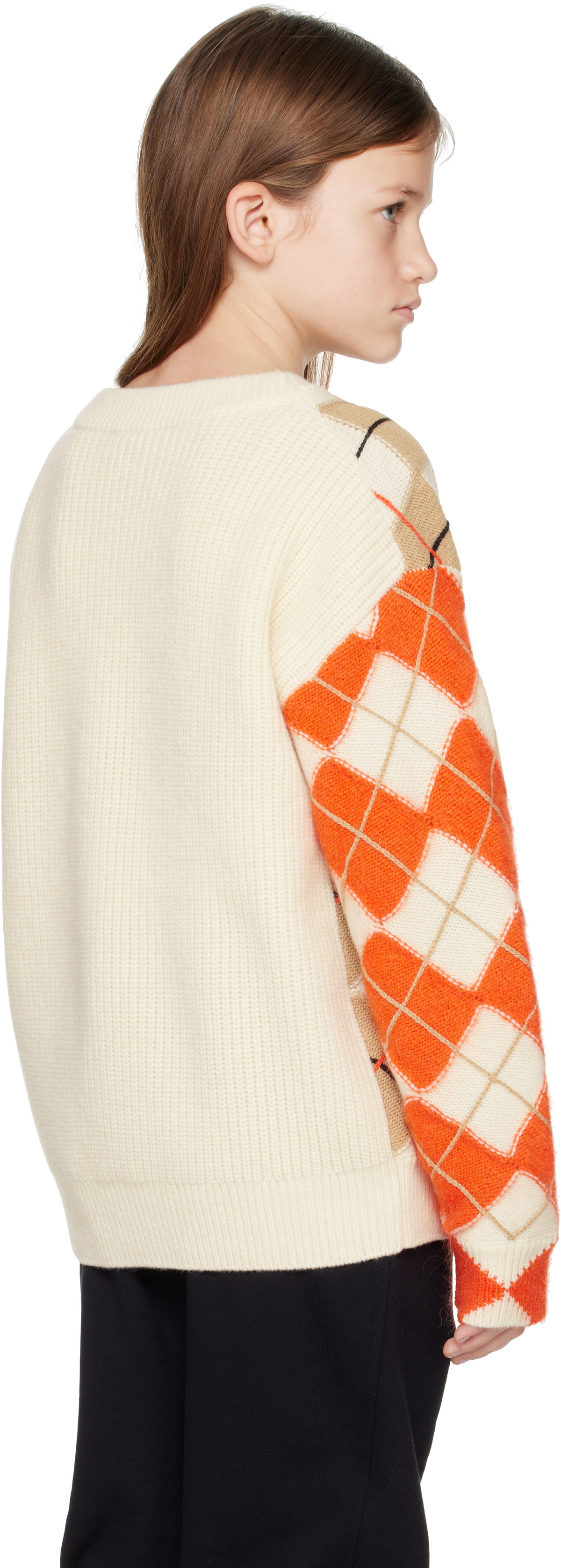 Burberry Kids Orange Argyle Wool Sweater