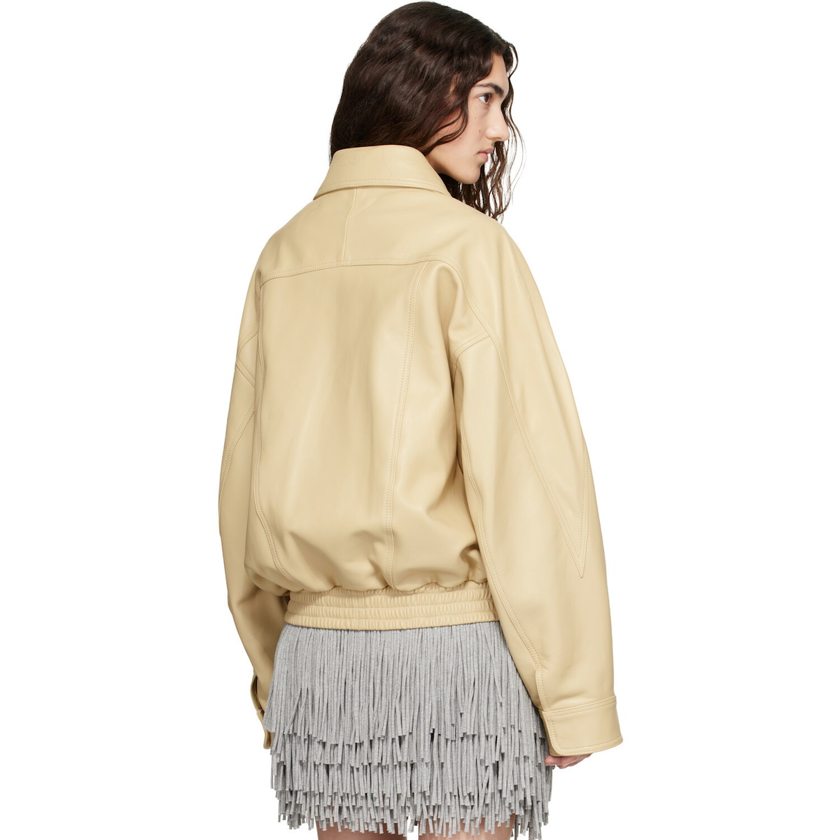 ABRA Yellow Leather Bomber Jacket