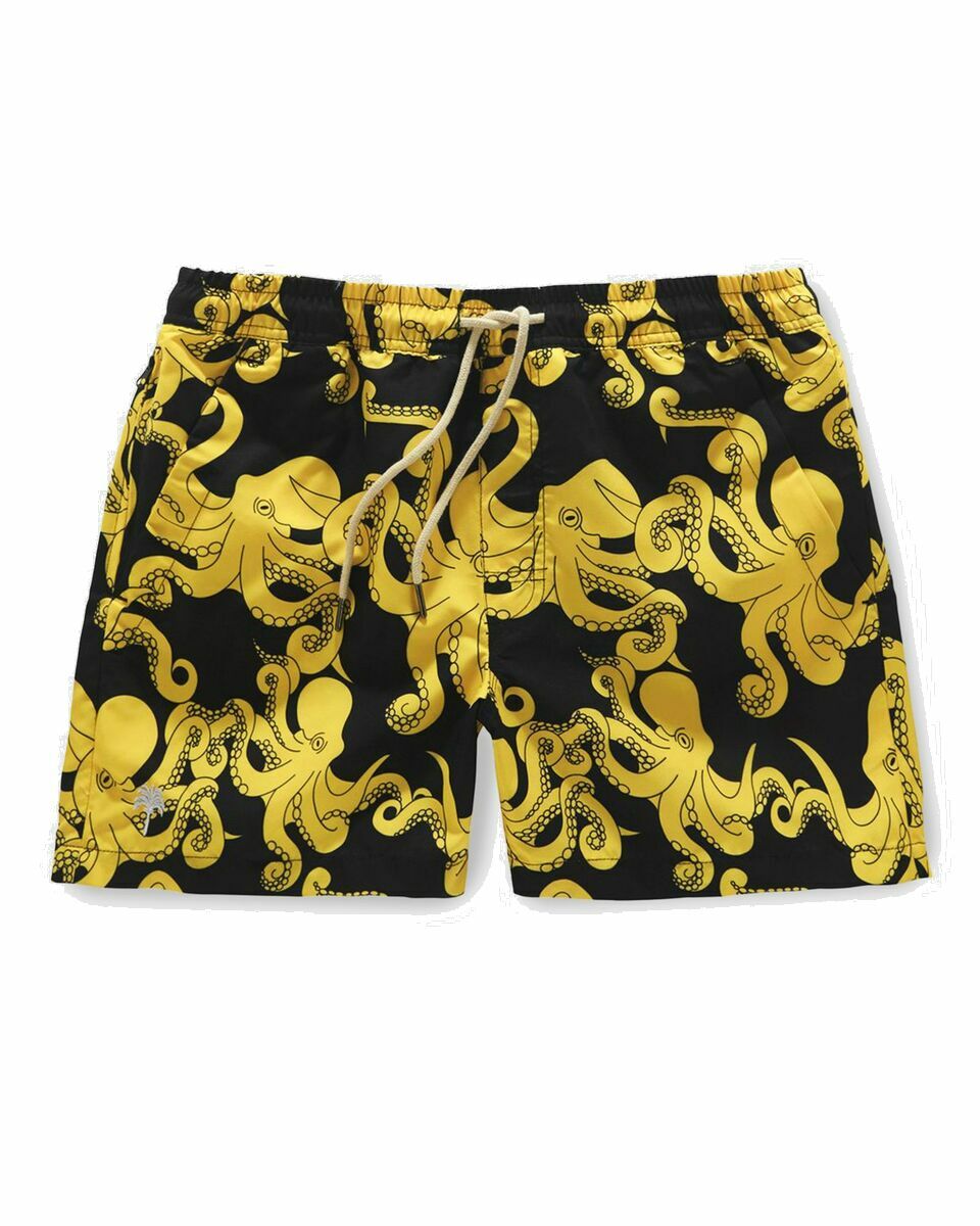 Photo: Oas Black Octo Swim Shorts Black|Yellow - Mens - Swimwear
