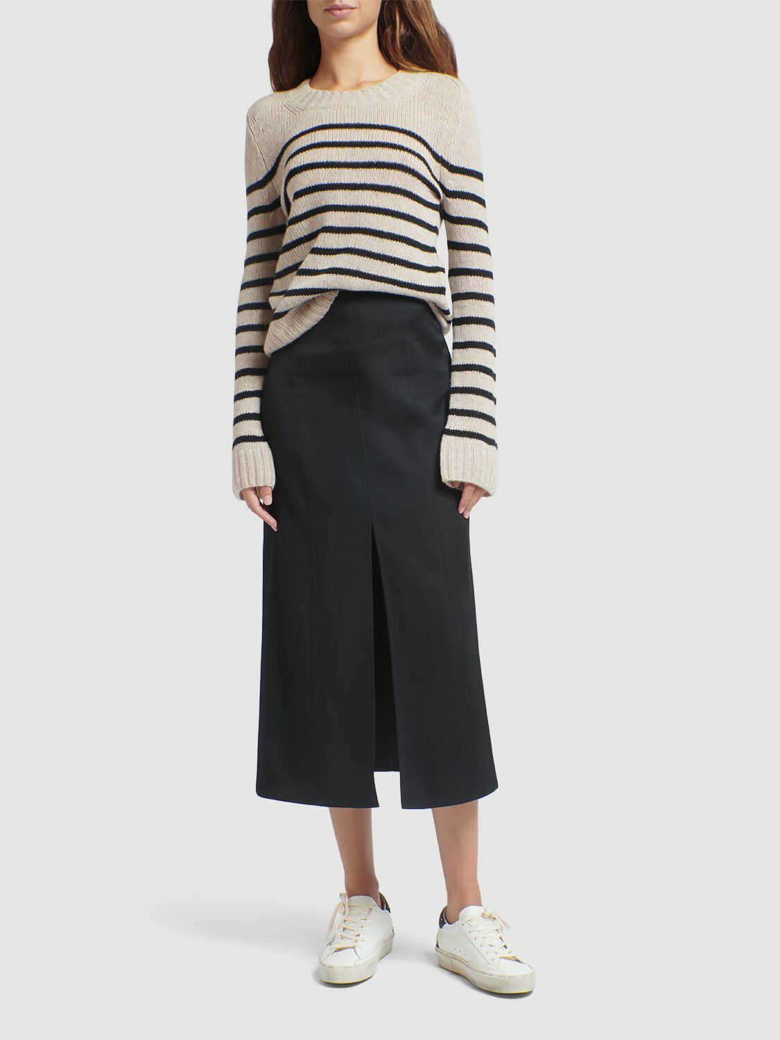 スカート GOLDEN GOOSE JOURNEY PLISSE' SKIRT GOLDEN GOOSE - Journey Wool Gabardine Midi Skirt Golden