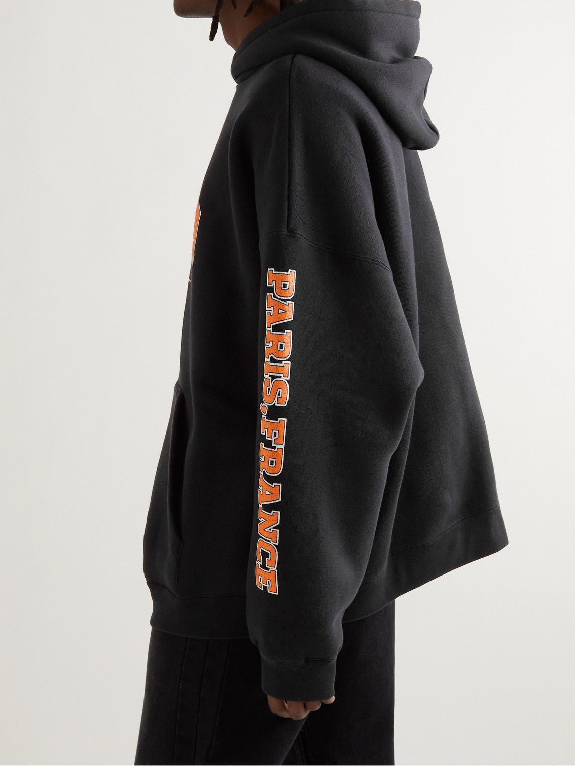 logo-print cotton hoodie in black