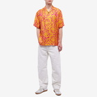 Versace Men's Baroque Abstract Print Vacation Shirt in Yellow/Orange