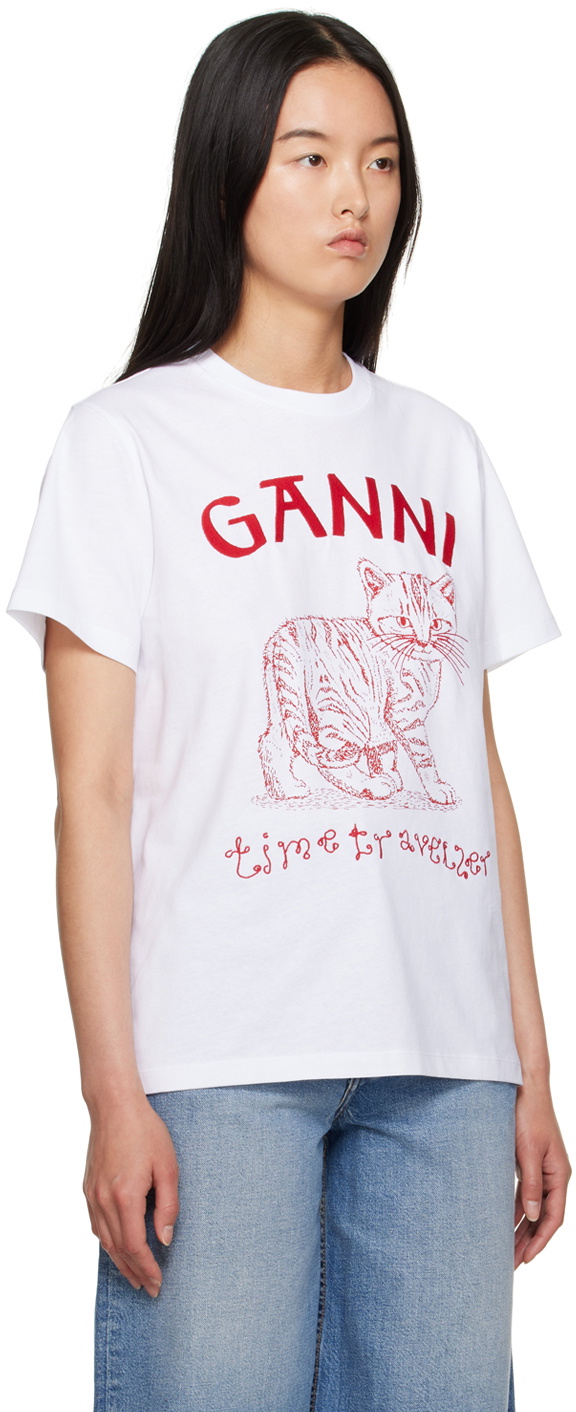 GANNI White Relaxed Future T-Shirt GANNI