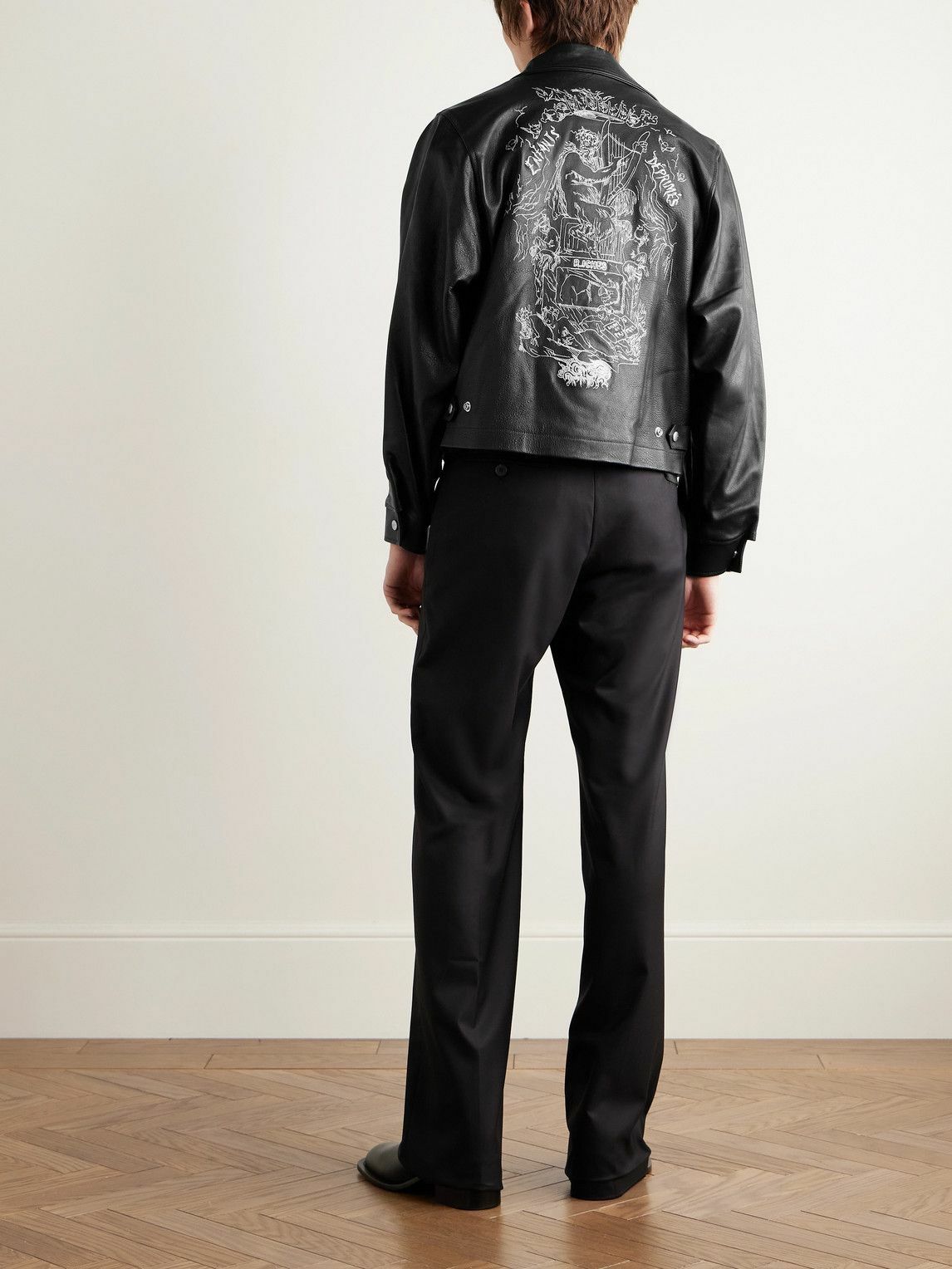 Enfants Riches Déprimés - Principe De L'Amour Embroidered Leather Jacket - Black