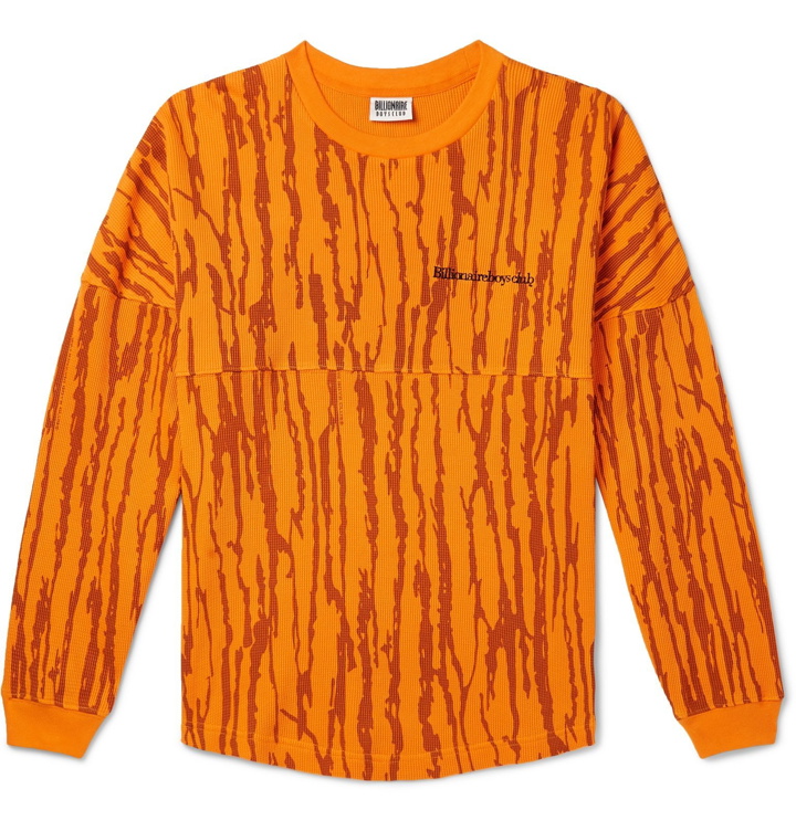 Photo: Billionaire Boys Club - Logo-Embroidered Waffle-Knit Cotton-Jersey Sweatshirt - Orange