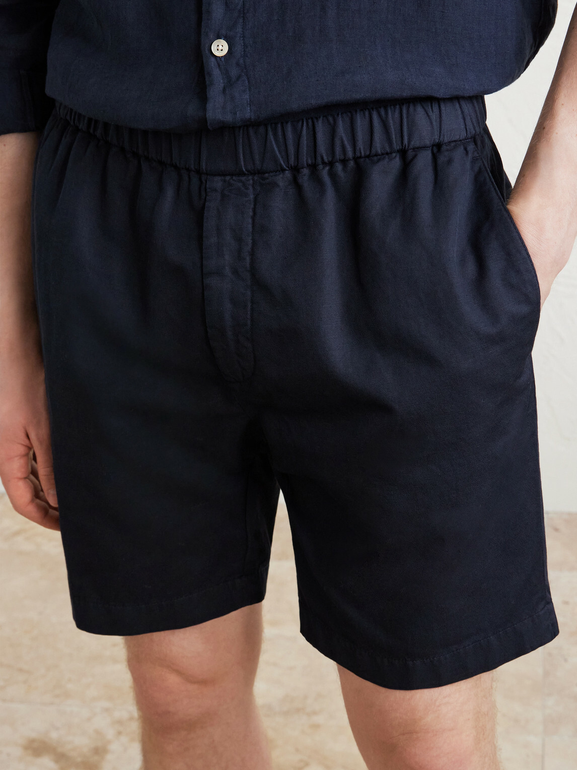 Boglioli - Straight-Leg Stretch Cotton and Linen-Blend Shorts - Blue