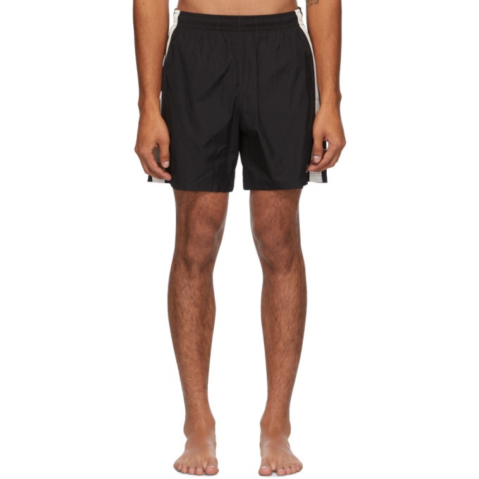 Photo: Alexander McQueen Black and Off-White Contrast Swim Shorts