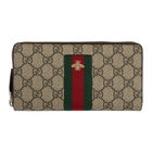 Gucci Beige Web GG Supreme Zip-Around Wallet