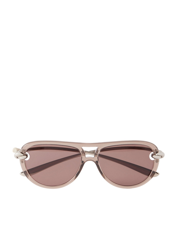 Photo: Bottega Veneta - New Knot Aviator-Style Silver-Tone Sunglasses - Brown