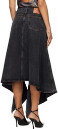 Y/Project Black Cut Out Denim Midi Skirt