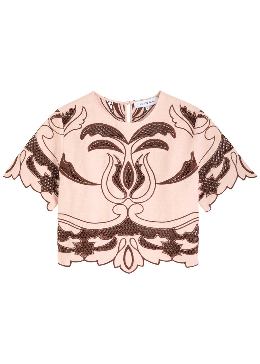 Lug Von Siga Dakota Embroidered Linen top Pink