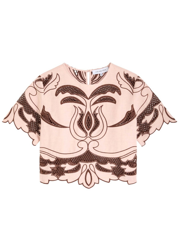 Photo: Lug Von Siga Dakota Embroidered Linen top Pink