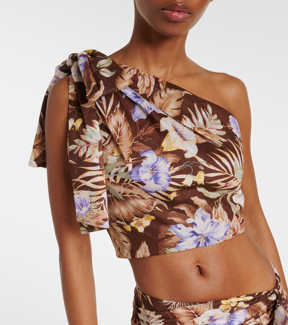 Zimmermann Coco floral one-shoulder cotton top