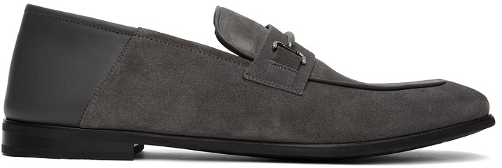 Photo: Dunhill Grey Suede Chiltern Roller Bar Loafers