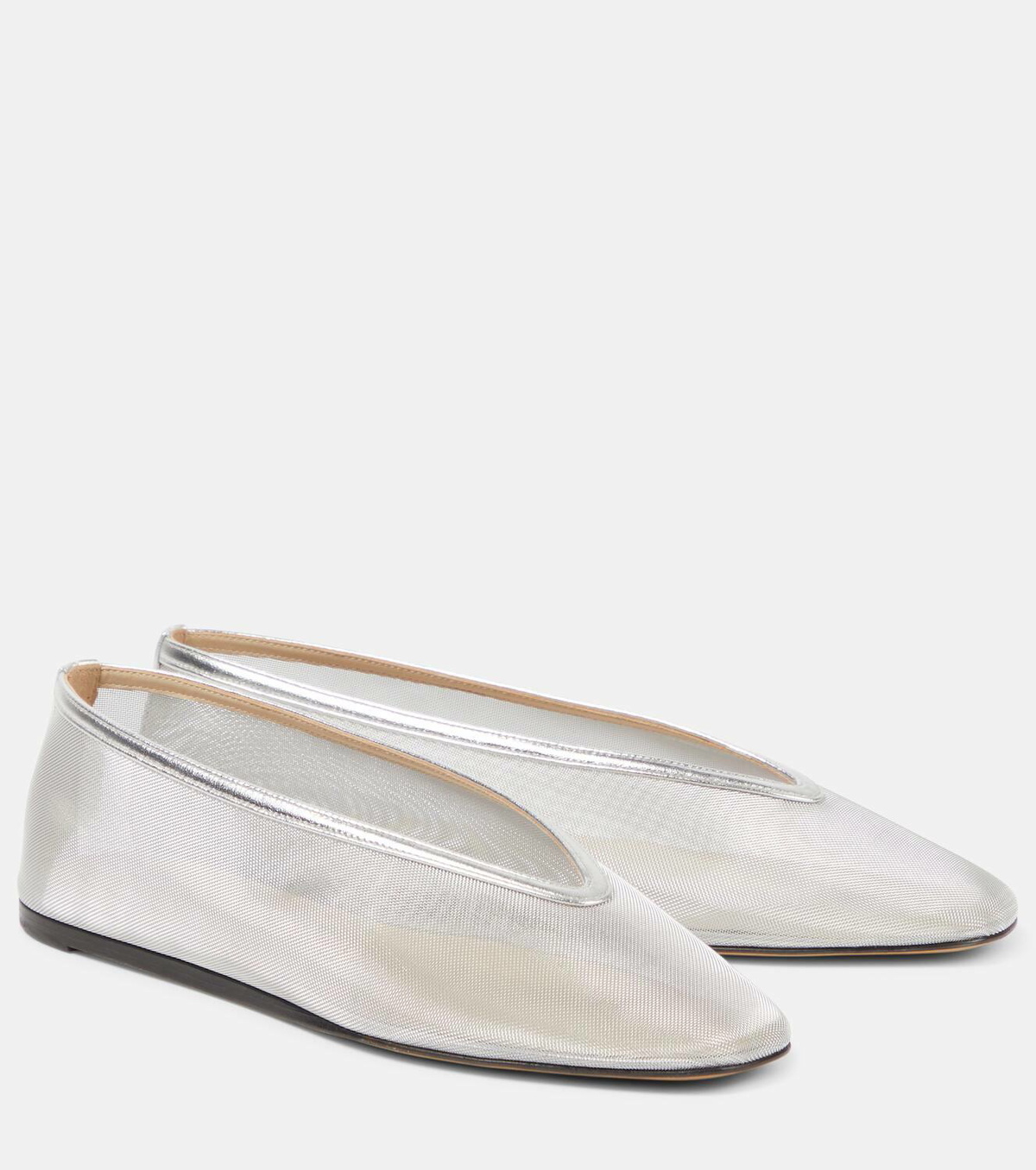 Le Monde Béryl Luna leather-trimmed mesh ballet flats