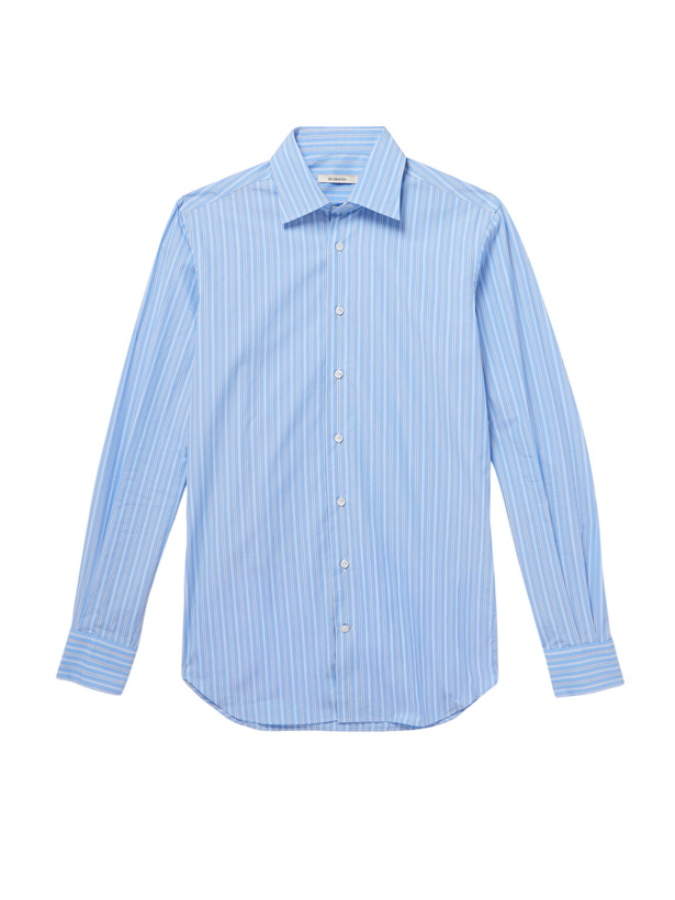 Photo: Husbands - Striped Supima Cotton-Poplin Shirt - Blue