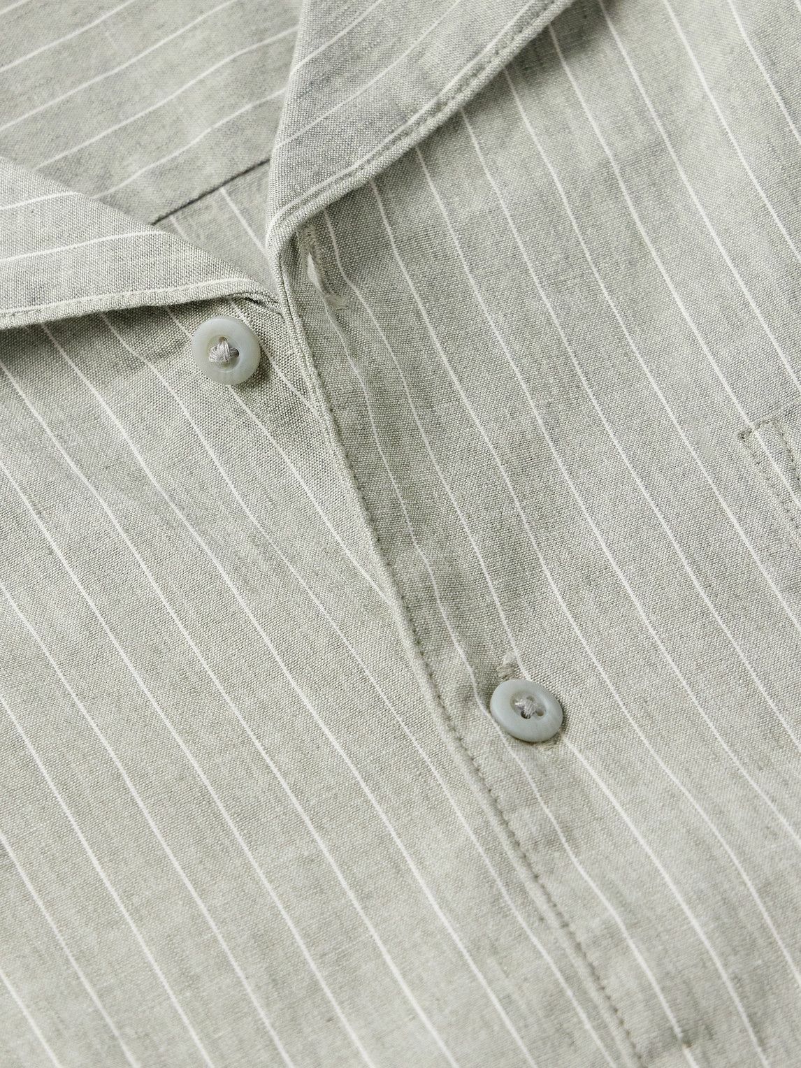 Onia - Vacation Camp-Collar Striped Linen-Blend Shirt - Green