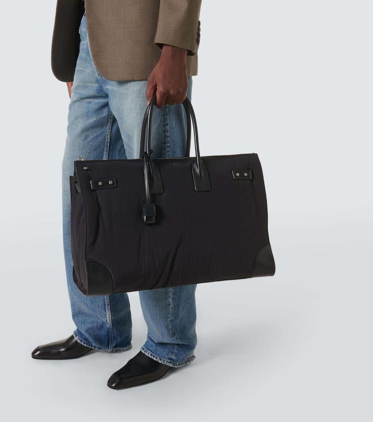 Saint Laurent Sac De Jour 48H leather-trimmed tote bag
