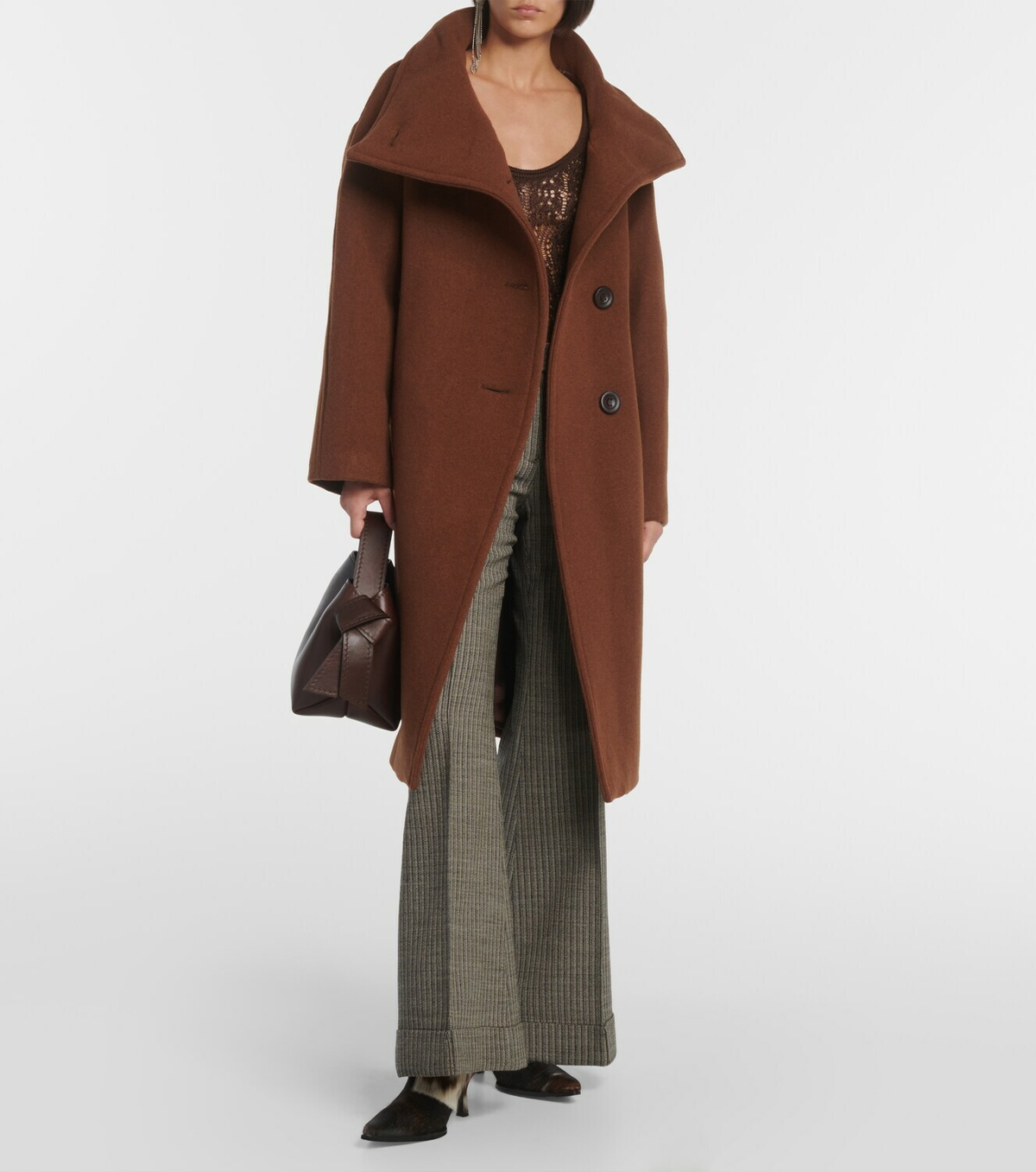 【Acne Studios】 ブラウン ロングコート 44 Acne Studios Wool-blend coat Acne Studios