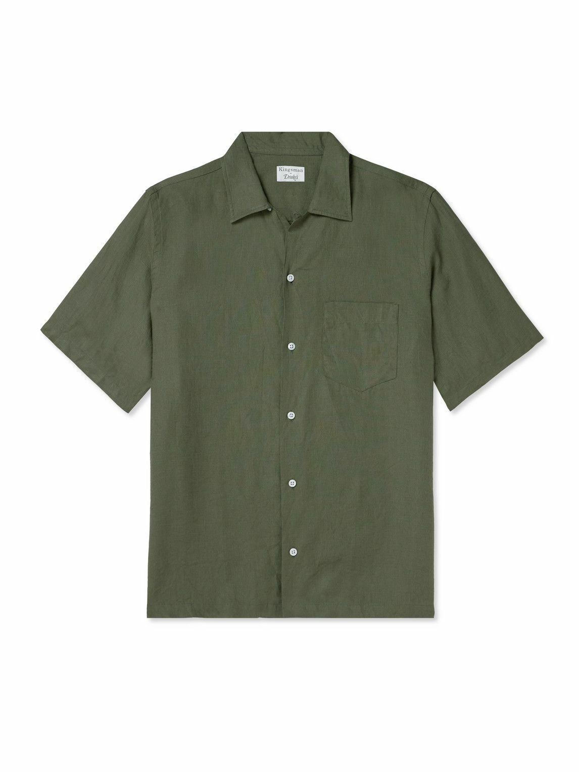 Kingsman - Drake's Convertible-Collar Linen Shirt - Green