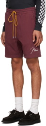 Rhude Burgundy Logo Terry Shorts