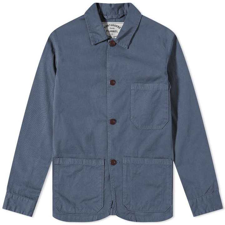 Photo: Portuguese Flannel Men's Labura Chore Jacket in Navy