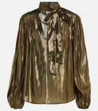 Rixo Moss metallic necktie blouse