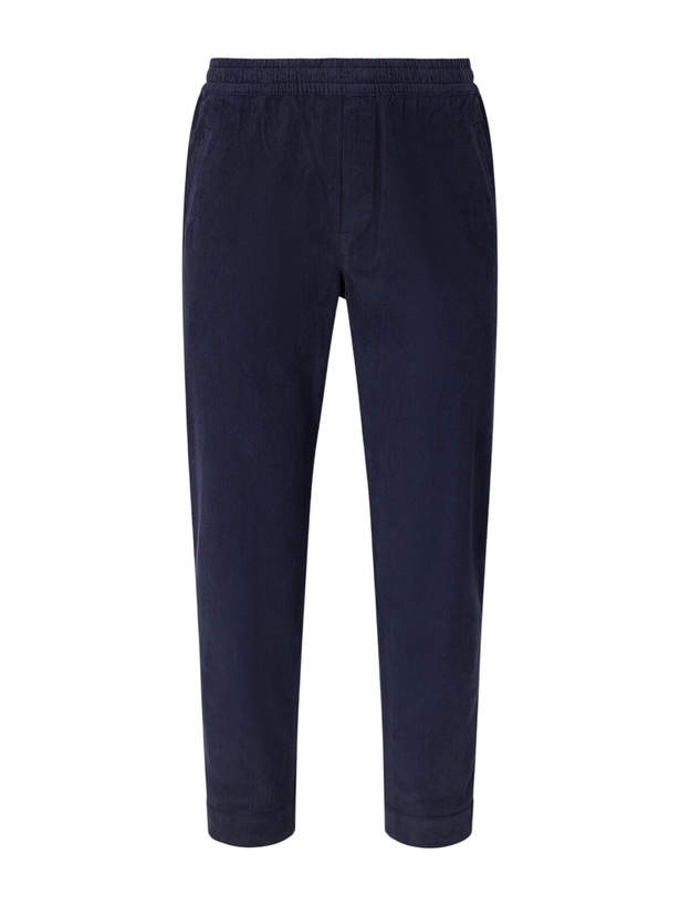 Photo: Folk - Drawcord Assembly Straight-Leg Brushed Cotton Trousers - Blue