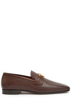 Valentino Garavani Vlogo Grained Leather Loafers Brown