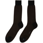 Tom Ford Black and Brown Cotton Herringbone Socks
