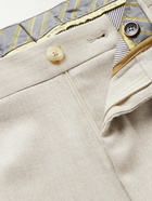 Etro - Tapered Pleated Virgin Wool-Blend Trousers - Neutrals