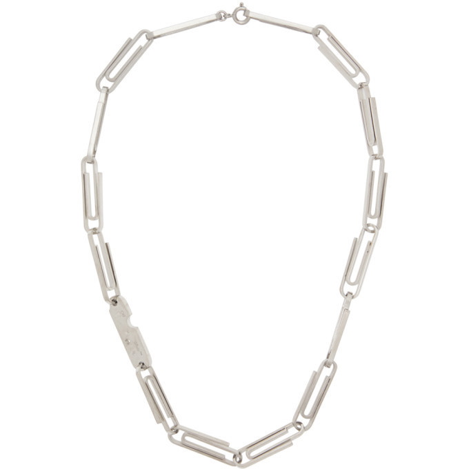 Off-White Silver Short Multi Paperclip Necklace