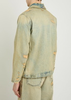 Kenzo Shawl-collar Distressed Denim Jacket