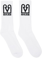 Rhude White & Black Bank Logo Socks