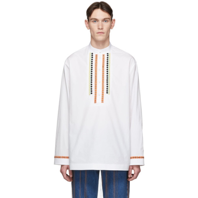 Photo: Valentino White and Multicolor Embroidered Shirt