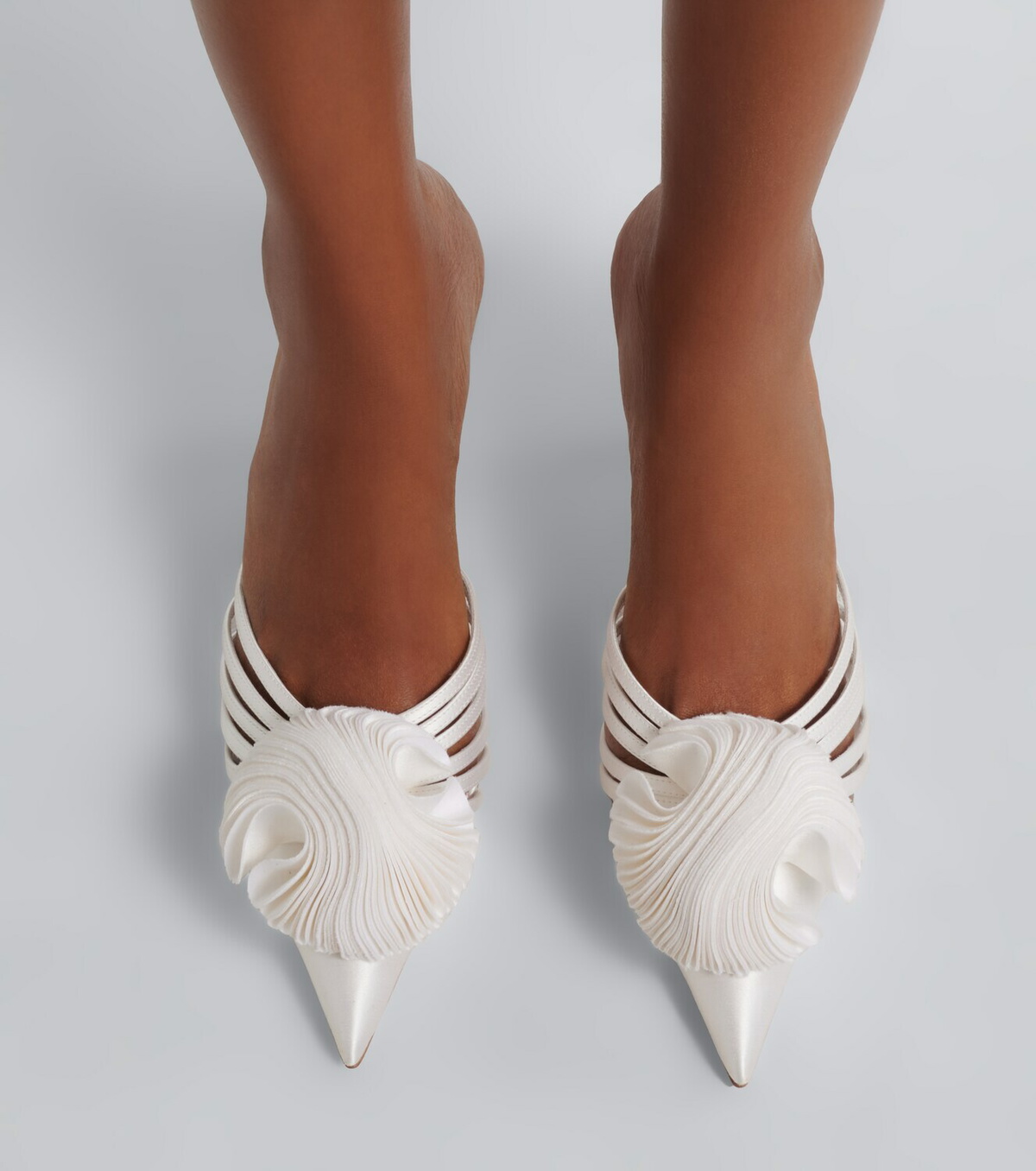 Aquazzura Wild Bloom appliqué satin mules