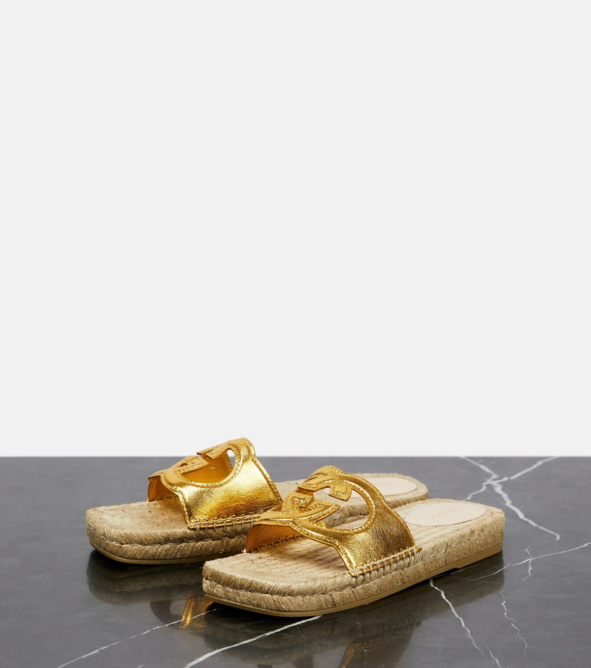 Gucci metallic best sale leather espadrille sandals