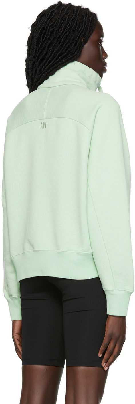 AMI Paris Green Ami de Cœur Half-Zip Sweatshirt AMI