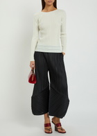 Pleats Please Issey Miyake Pleated Wide-leg Cropped Woven Trousers Black