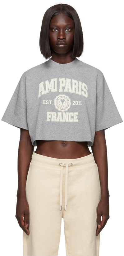 Photo: AMI Alexandre Mattiussi Gray 'Ami Paris France' T-Shirt