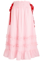 Damson Madder Olivia Gingham Cotton Midi Skirt Light Pink