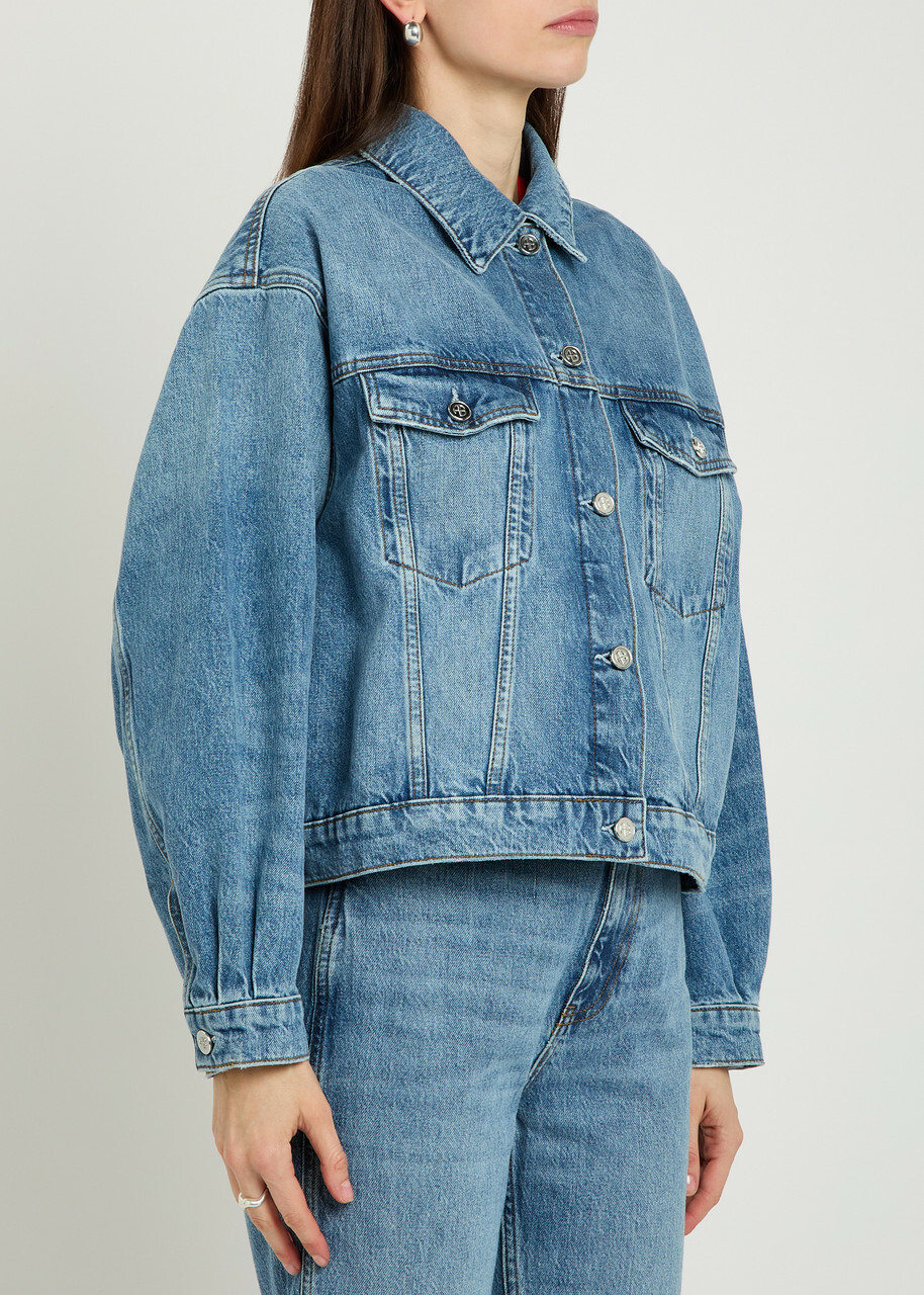 Anine Bing Quincy Panelled Denim Jacket Blue