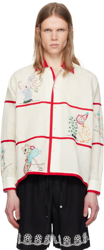 Photo: HARAGO White & Red Whimsy Embroidered Shirt