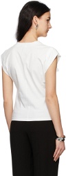 Mame Kurogouchi White Asymmetric Collar T-Shirt