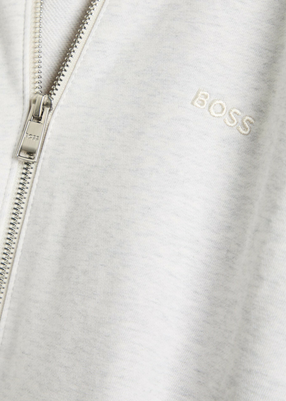 Boss Spence Hooded Cotton Sweatshirt Ecru